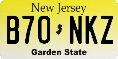 NJ license plate B70NKZ