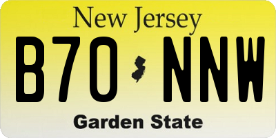NJ license plate B70NNW