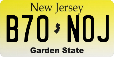 NJ license plate B70NOJ