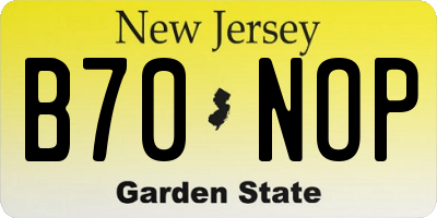 NJ license plate B70NOP