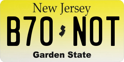 NJ license plate B70NOT