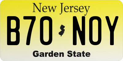 NJ license plate B70NOY