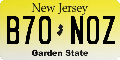 NJ license plate B70NOZ