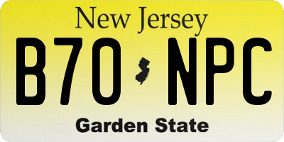 NJ license plate B70NPC