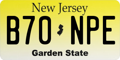 NJ license plate B70NPE