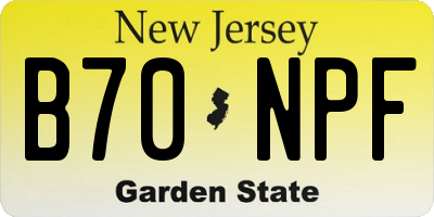NJ license plate B70NPF