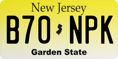 NJ license plate B70NPK