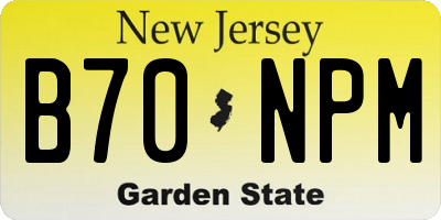NJ license plate B70NPM