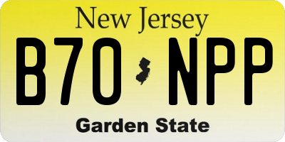 NJ license plate B70NPP