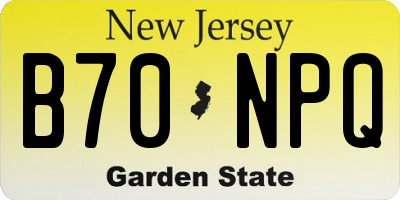 NJ license plate B70NPQ