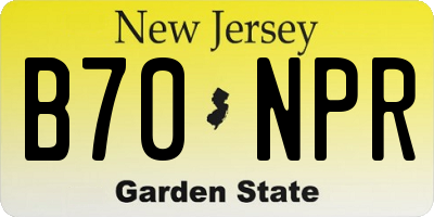 NJ license plate B70NPR