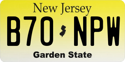 NJ license plate B70NPW