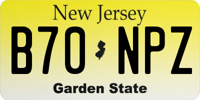 NJ license plate B70NPZ