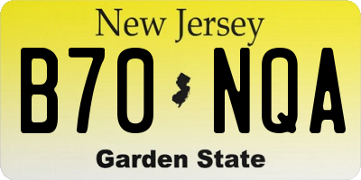 NJ license plate B70NQA