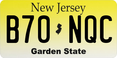 NJ license plate B70NQC