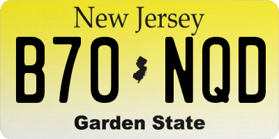 NJ license plate B70NQD