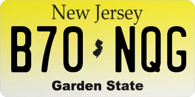 NJ license plate B70NQG