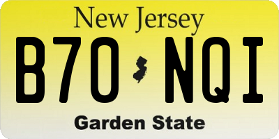 NJ license plate B70NQI