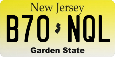 NJ license plate B70NQL