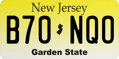 NJ license plate B70NQO