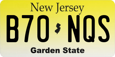 NJ license plate B70NQS