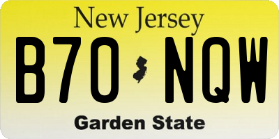 NJ license plate B70NQW