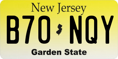 NJ license plate B70NQY