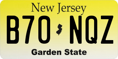 NJ license plate B70NQZ