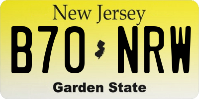 NJ license plate B70NRW