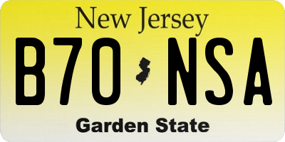 NJ license plate B70NSA