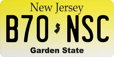 NJ license plate B70NSC