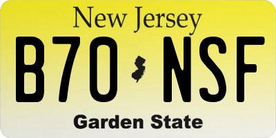 NJ license plate B70NSF