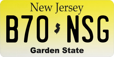 NJ license plate B70NSG