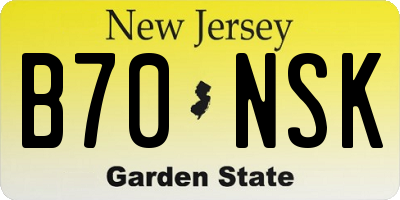 NJ license plate B70NSK