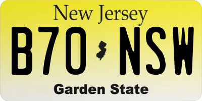 NJ license plate B70NSW