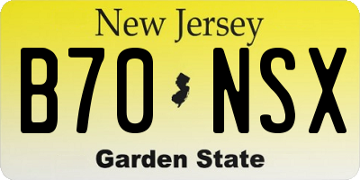 NJ license plate B70NSX
