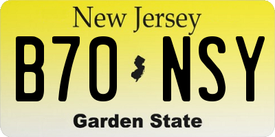 NJ license plate B70NSY