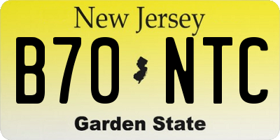 NJ license plate B70NTC