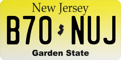 NJ license plate B70NUJ