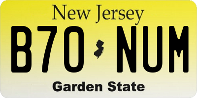 NJ license plate B70NUM
