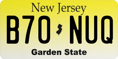 NJ license plate B70NUQ