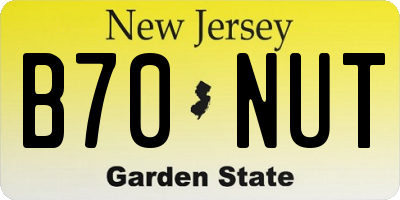 NJ license plate B70NUT
