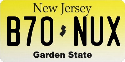 NJ license plate B70NUX