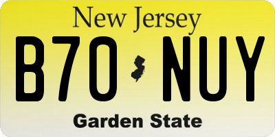 NJ license plate B70NUY