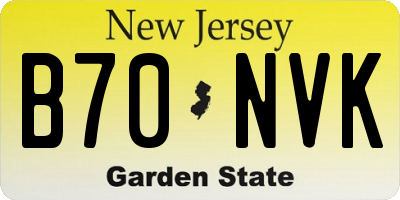 NJ license plate B70NVK