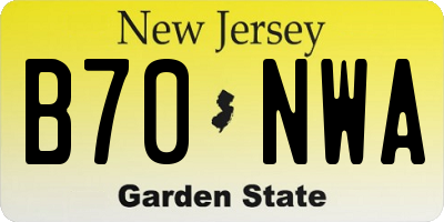 NJ license plate B70NWA