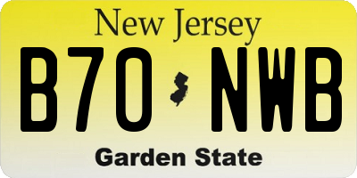 NJ license plate B70NWB