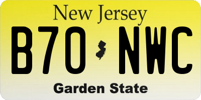 NJ license plate B70NWC