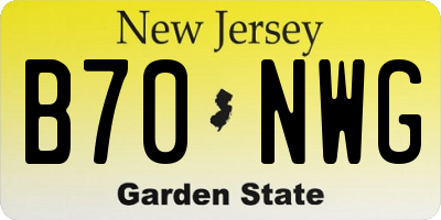 NJ license plate B70NWG