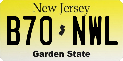 NJ license plate B70NWL